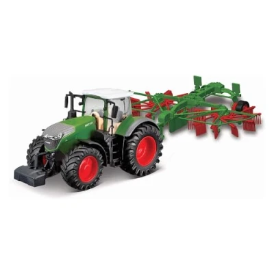 Immagine di Bburago Die Cast FENDT 1050 Vario with Working Whirl RAKE Veicolo pressofuso, Colore Rosso, Large, B18 31665