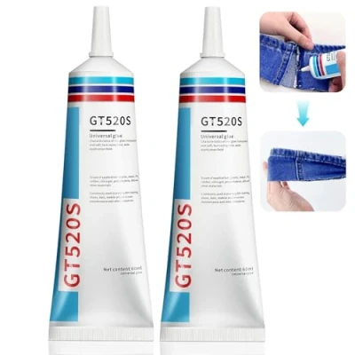 Immagine di Colla Tessuti, per Tessuti Resistente ai Lavagagi, Scarpe Pelle, Adesivo Trasparente Tessuto, Plastica, Vetro, Legno,60ml*2pcs