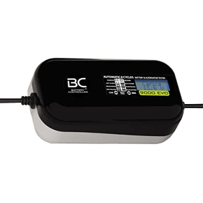 Immagine di BC Battery Controller 9000 EVO, Caricabatteria e Mantenitore Digitale/LCD, Tester di Batteria Alternatore per tutte le batterie Auto, Moto, Camper, RV ed Imbarcazioni 12V Piombo Acido, 9A/1A