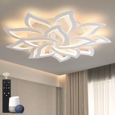 Immagine di Sky angle Plafoniera Led soffitto stile Moderno con ALEXA e Google Home, Dimmerabile Lampadario Camera da letto Telecomando
