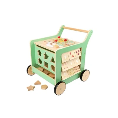 Immagine di Small Foot Carrello Move it, Legno Certificato 100% FSC, Gioco di motricità e Aiuto per i Primi Passi. Giocattoli, Multicolore, Small, 10947