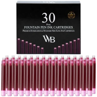 Immagine di Wordsworth &amp; Black Ricariche Di Inchiostro Per Penna Stilografica Set 30 Cartucce Rosa Dimensioni Standard Internazionali Lunghezza Appr 2,04&quot; Diametro Base 0,24&quot;