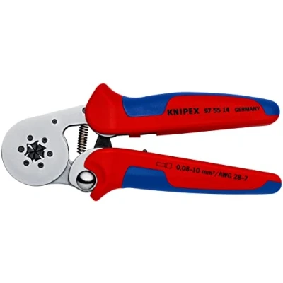 Immagine di Knipex Pinza per Terminali a Bussola, con Regolazione Automatica Crimpaggio Laterale Cromata, Rivestiti in Materiale Bicomponente 180 Mm (Confezione Self Service/Blister) 97 55 14 Sb