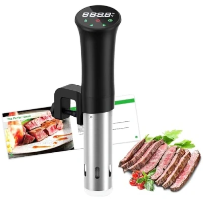 Immagine di Sous Vide Roner Cucina Professionale Slow Cooker Circolatore Termico, Termocircolatore a Immersione Inox per Cottura Bassa Temperatura, con Ricettario e Custodia Protettiva