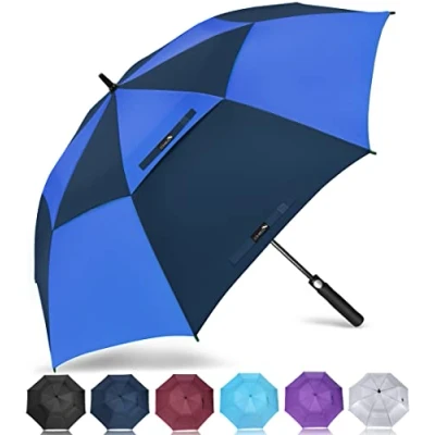 Immagine di ZOMAKE Ombrello da Golf Grande 157cm Automatico Ombrelli Pioggia Grandi Resistente Antivento Con Doppio Baldacchino Extra Large Umbrella Per Uomo Donna(Blu scuro/Blu marina)