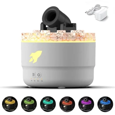 Immagine di diffusore di aromi USB con cannoni LED, umidificatore Cannon, per oli essenziali, Flame Set diffusori a 7 colori, 3 timer, 280 ml (bianco)