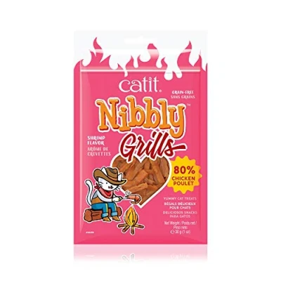 Immagine di Catit Nibbly Grills Strisce da masticare per gatti in filetto di pollo con gamberetti, 30 g