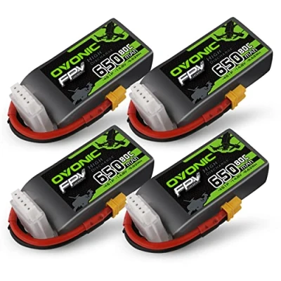 Immagine di OVONIC Batteria Lipo 4s 80C 650mAh 14.8V con XT30 per RC Aereo Quadcopter Elicottero FPV Racing Drone (4 pezzi)
