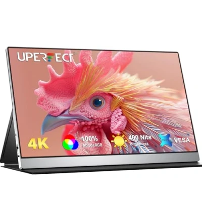 Immagine di Monitor Portatile UPERFECT 4K 15,6 Pollici Display Mobile con 3840 * 2160 UHD 100% AdobeRGB 1200:1 Contrasto Schermo IPS per Laptop PC Cellulare Console di Gioco, Corpo in Metallo, Compatibile VESA