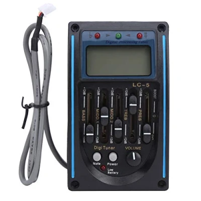 Immagine di Micro chitarra 5 bande equalizzatore piezo con display LCD funzione di impostazione preamplificatore nero