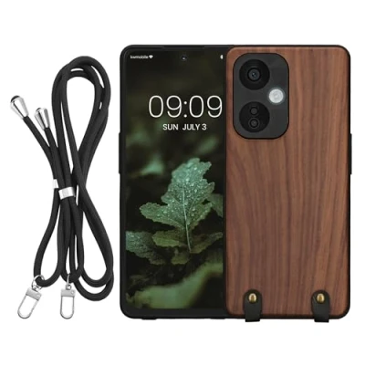 Immagine di kwmobile Custodia Compatibile con OnePlus Nord CE 3 Lite 5G / N30 Cover Protezione in Legno per Smartphone Back Case Bumper Silicone TPU Cordoncino Incluso