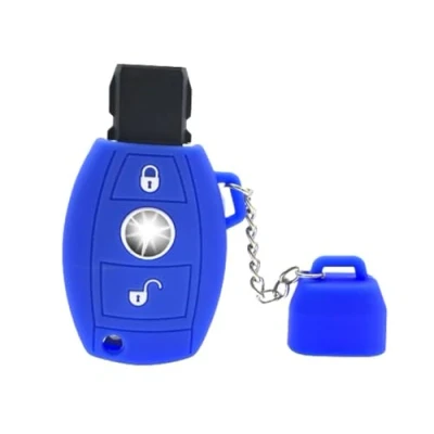 Immagine di Nordecco Custodia protettiva in silicone compatibile con Mercedes modello A B G CLA GLA VITO W176 W246 AMG, 2 pulsanti, coppa superiore, portachiavi (blu)