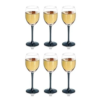Immagine di Solavia Set di 6 bicchieri da vino in vetro trasparente 330 ml, H 20 cm, con piede nero
