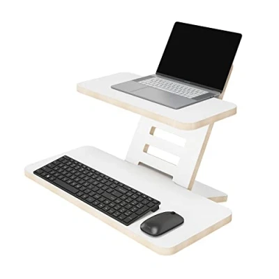 Immagine di supporto per scrivania in piedi, legno, computer portatile, da tavolo, scrivania, regolabile altezza, prodotto UE (bianco)