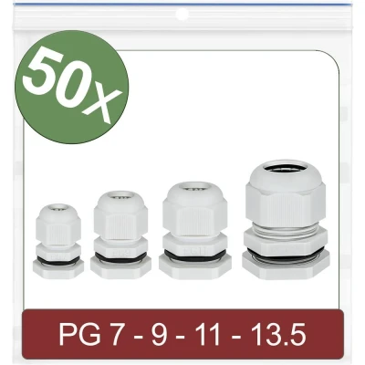 Immagine di Quadrios 24CA402 Pressacavo filettato PG7, PG9, PG11, PG13.5 Poliammide Grigio 50 pz.