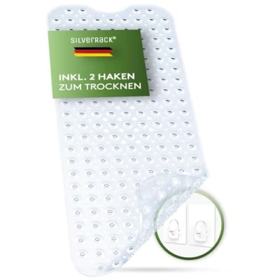 Immagine di SilverRack tappetino per vasca da bagno DermaSensitive, 100% senza BPA (trasparente), antiscivolo, bambini e neonati, doccia antiscivolo una presa sicura nella