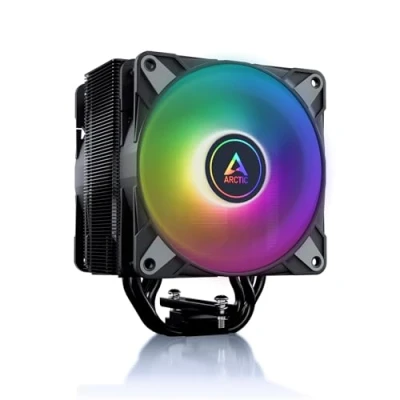 Immagine di ARCTIC Freezer 36 a RGB (black) Dissipatore CPU torre singola con push pull, due ventole P da 120 mm ottimizzate per la pressione e illuminazione ARGB, cuscinetto fluidodinamico, 200 2000 rpm