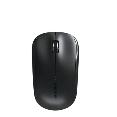 Immagine di CHERRY MW 2200, Mouse Senza Fili per Computer Portatili, 2,4 GHz, Ambidestro, 1300 dpi, Rotellina Cromata, inclusa Borsa il Trasporto, a Batteria, Nero