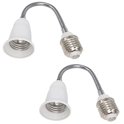 Immagine di DZYDZR 2pcs Portalampada E27 da 29 cm Flessibile Adattatore Prolunga a Collo di Cigno Bianco Per Lampadine LED（1ft）