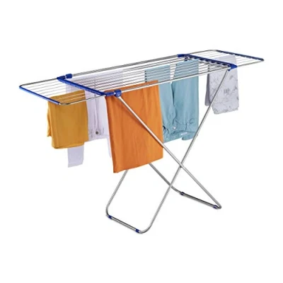 Immagine di Relaxdays Stendibiancheria Allungabile, Pieghevole, Acciaio, Filo Stendi Biancheria 13,6 m,Stendino 97x176x55 cm,Argento, Inox, PP, 1 pz
