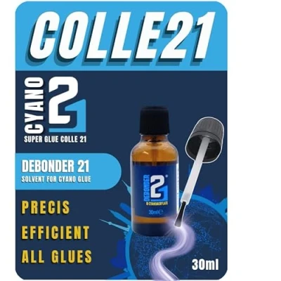 Immagine di scollante per colla ciano DEBONDER21 by Colle21, flacone 30 ml. super cianoacrilato, cyano.