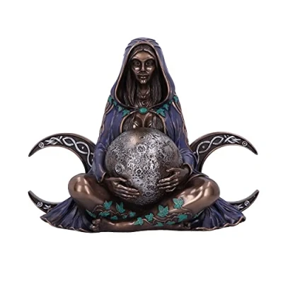 Immagine di Nemesis Now Statuetta della dea tripla luna, in bronzo, 36 cm, splendidamente scolpita, ornamento regalo Wiccan, realizzato resina pregiata, sapientemente dipinto a