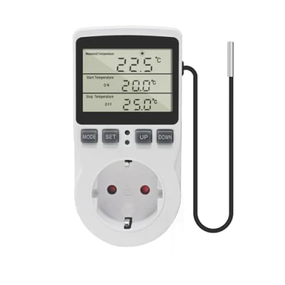 Immagine di KETOTEK Digitale Presa Termostato Spina Regolatore di Temperatura con Sonda 220V, Corrente Termoregolatore Raffreddamento Riscaldamento per Serra Incubatrice