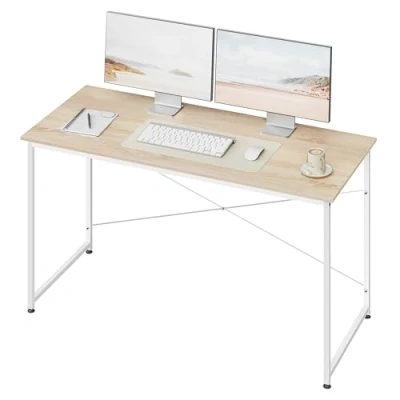 Immagine di WOLTU Scrivania, Scrivania per Computer Piccola, 140x60 cm, Tavolo PC, Struttura in Metallo, Ufficio Casa Studio Camera da Letto, Materiale a Base di Legno, Rovere Chiaro