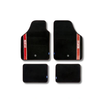 Immagine di SPARCO STRADA 03763BRS Set tappetino anteriore e posteriore nero, Rosso