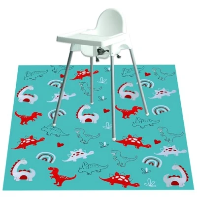 Immagine di No More Mess Splash Mat Tappetino da pavimento in PVC, ideale come copertura per la pappa tappeti e facile pulire
