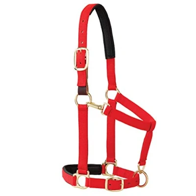 Immagine di Weaver Leather Cavezza regolabile imbottita per mento e gola, a scatto, 2,5 cm, cavalli di dimensioni standard o da tiro giovani, colore rosso