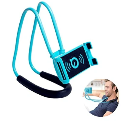 Immagine di xfaiz supporto per telefono cellulare Lazy da appendere al collo, braccio lungo flessibile, a clip girevole 360 gradi, rotazione libera fai te, molteplici funzioni, scrivania,