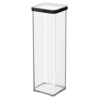 Immagine di Rotho Loft, contenitore quadrato con coperchio e guarnizione, per alimenti, utensile da cucina, organizer, in plastica (SAN), senza BPA, trasparente/nero (2 l quadrati)