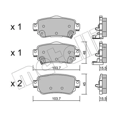 Immagine di METELLI 22 1011 0 Kit pastiglie freno con segnalatore acustico usura NISSAN: Qashqai 2, X Trail, RENAULT: Kadjar, Koleos 2