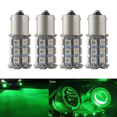 Immagine di Qasim 4x LED 1156 BA15S T25 Lampadine per Luci de Segnale di Svolta Posizione Retromarcia degli Indicatori 27 5050 SMD Verde