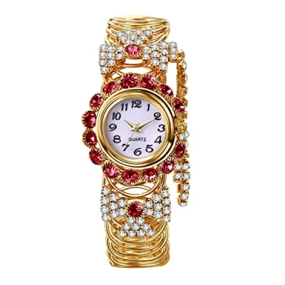 Immagine di JewelryWe Orologi da Polso Donna Ragazza,Cinturino Elastico Regolabile,Rotondo Quadrante con Cubic Zirconia Lucido,Colore Scelta