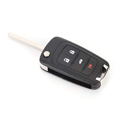 Immagine di Custodia per Chiavi Auto (Auto 4 Pulsanti Flip Remote Key Fob Case Shell Cover Nera di Ricambio Adatta Camaro 2010 2013)