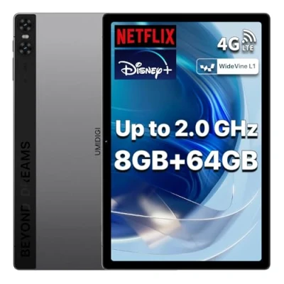 Immagine di UMIDIGI Android 13 Tablet 10.5 Pollici,Youtube 1080P Widevine L1, A13 Tabet in offerta,Tablet con Sim Telefono,16Go+128Go/2TB Gaming 7500mAh 18W PD/8Core/13MP/Wifi/BT/GPS/Con Custodia e penna