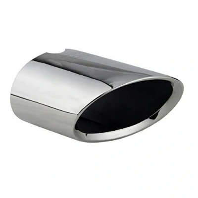 Immagine di L&amp;P A310 1 Terminale di Scarico ovale in acciaio inox argento cromato, lucidato a specchio, plug &amp; play OEM 18307618463 18302163710 18308510130 18307618464