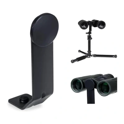 Immagine di Praktica Adattatore per treppiede a forma di L, supporto universale treppiede, staffa in metallo da 1/4 pollice tetto e binocolo Porro, birdwatching, osservazione della fauna selvatica