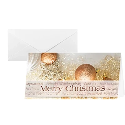 Immagine di SIGEL DS029 Biglietti natalizi (incl. buste), Christmas Glitter, impressione rame, DL, 10+10 pz., facile da stampare