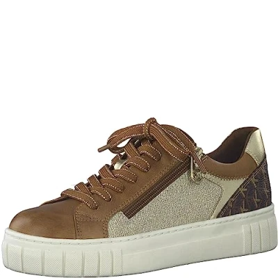 Immagine di MARCO TOZZI by Guido Maria Kretschmer Sneakers Donna Basse Casual con Lacci, Cognac Comb, 41 EU