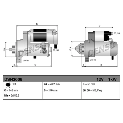 Immagine di DENSO DSN3006 Motorino di avviamento 12 1 10 VOLKSWAGEN: GOLF 5, Polo IV Hatchback, 6, AUDI: A3 Sportback, SEAT: Leon II Hatchback