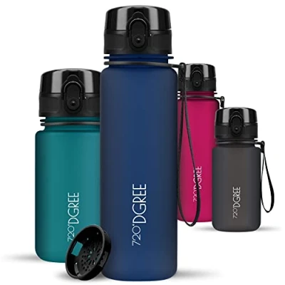 Immagine di 720DGREE Borraccia Bambini 500 ml “uberBottle“ +Setaccio, softTouch Senza BPA, Prova di Perdite Bottiglia, Borracce d&#039;Acqua per Ragazza, Ragazzi, Scuola, Ciclismo, All&#039;aperto, Escursioni, Viaggio
