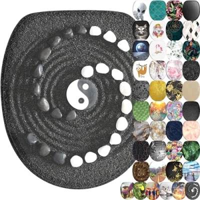 Immagine di Sanilo Sedile WC con chiusura ammortizzata, grande scelta di belli copriwater da legno robusto e alta qualità (Yin Yang)