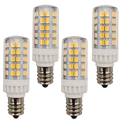 Immagine di QLEE Led E12 Lampadina Candelabra 5w 600lm Salt Rock Lampada Apparecchio Frigorifero Luce 60 Watt C7 A Incandescenza T2 Lampadario Alogeno Ventilatore Soffitto Bianco Caldo 4 Pack