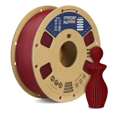 Immagine di OVERTURE PLA+ Filamento PLA PLUS 1.75mm, Toughness Enhanced Roll, Professionale Tenacia, 1kg Filamento(2.2lbs), Precisione Dimensionale 99% Probabilità +/ 0.02 mm (Vino)