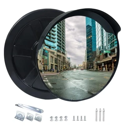 Immagine di CCLIFE specchio convesso Spesso e Robusto per garage vialetti, assistente al parcheggio, grandangolare regolabile da 45cm di sicurezza curvo supporta interni ed esterni