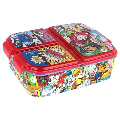 Immagine di p:os 35145099 Scatola Paw Patrol per Bambini con 3 Scomparti, plastica Chiusura a Clip, Il Pranzo l&#039;asilo, la Scuola e Tempo Libero, Multicolore,