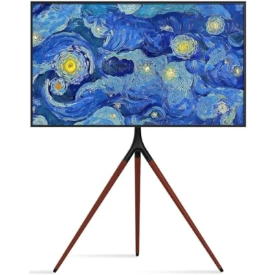 Immagine di Techly 105209 Supporto a Pavimento Cavalletto Tripod per TV LCD/LED/Plasma 45 65&quot; Noce Scuro